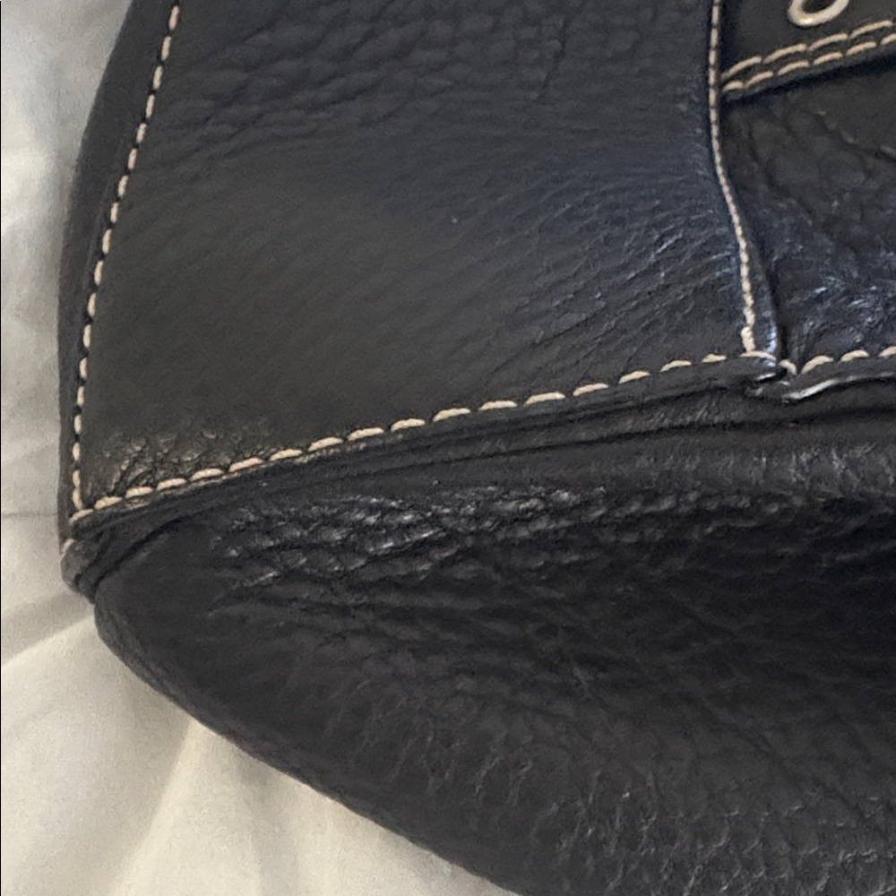 Coach Black Pebbled Chelsea Leather Satchel with Silver Tone  Accents - Picture 6 of 13